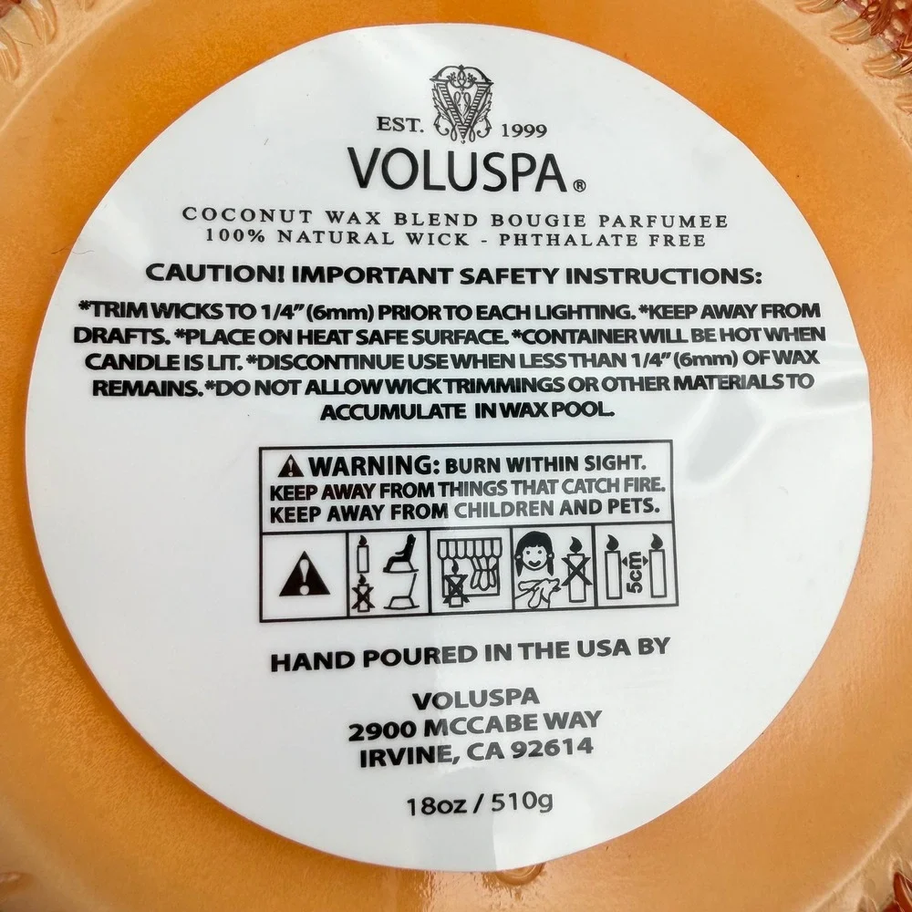 Voluspa Candle 18oz Orange Spiced Pumpkin Latte‎ Japonica Glass NEW